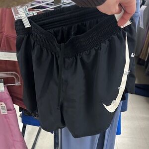 Nike Black Athletic Shorts with White Swoosh